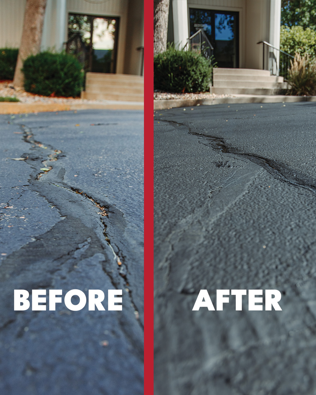 CRACK SEALING BEFORE AND AFTER