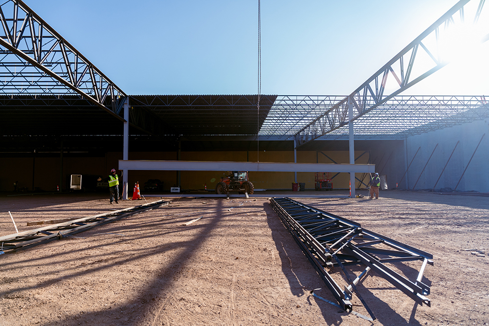 Showplace 01 23 25 Walls Up Shannon Ipad Pics Beam and Roof going on 03342