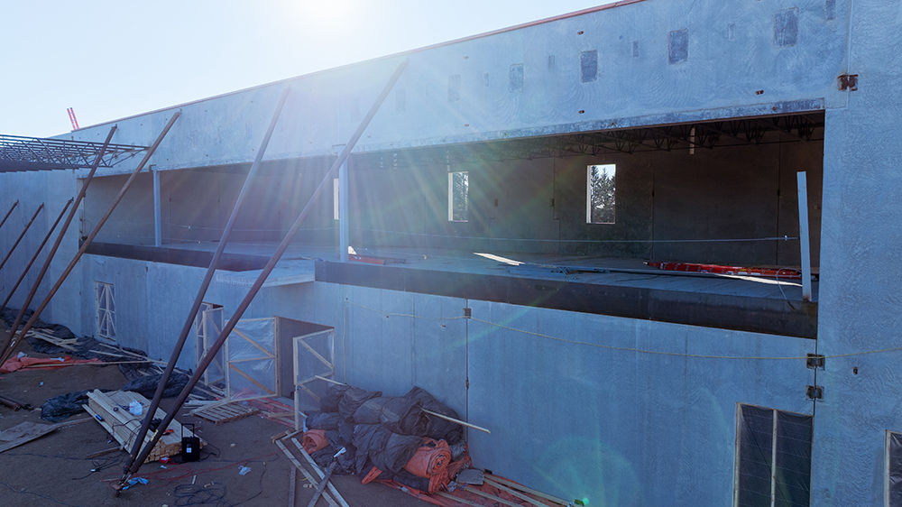 Showplace 01 23 25 Walls Up Shannon Ipad Pics Beam and Roof going on 18
